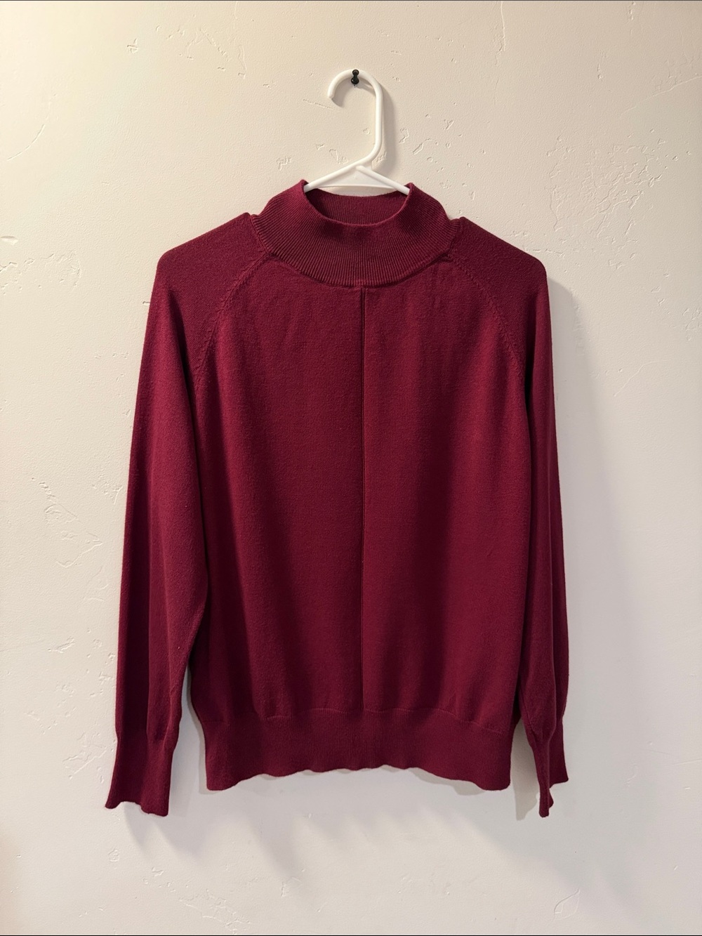 Time & Tru Classic Mock Neck Women's Extra Soft Pull Over Sweater - Burgundy